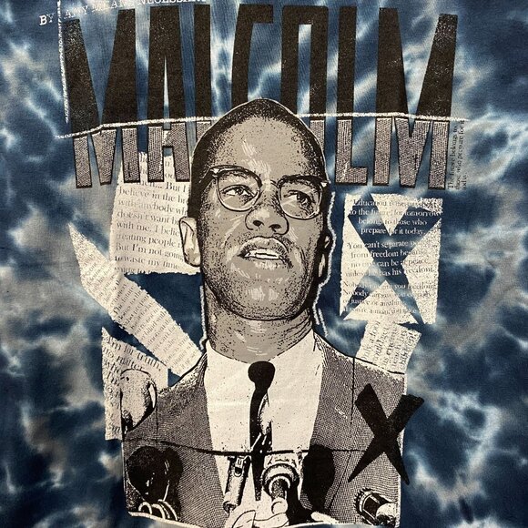 Malcolm X By Any Means Necessary Tie Dye T-Shirt Small - Picture 2 of 4